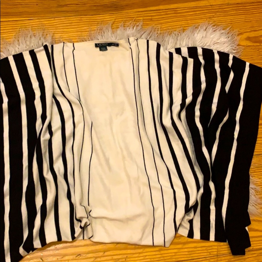Lauren by Ralph Lauren B/W shawl sweater size S/M